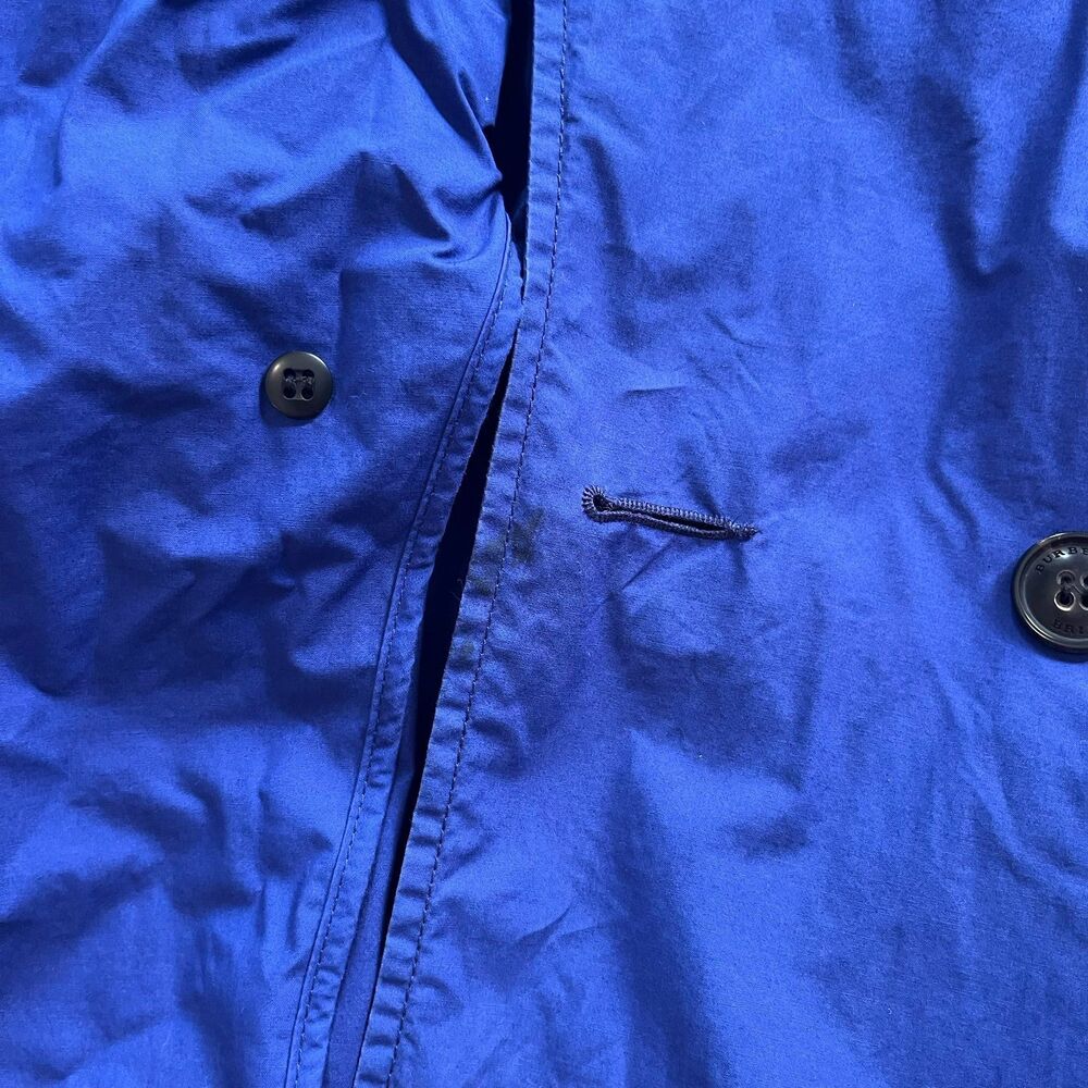 Burberry Brit Mid Length Belted Trench Coat Hooded Cobalt Blue Women’s Small - Picture 6 of 9
